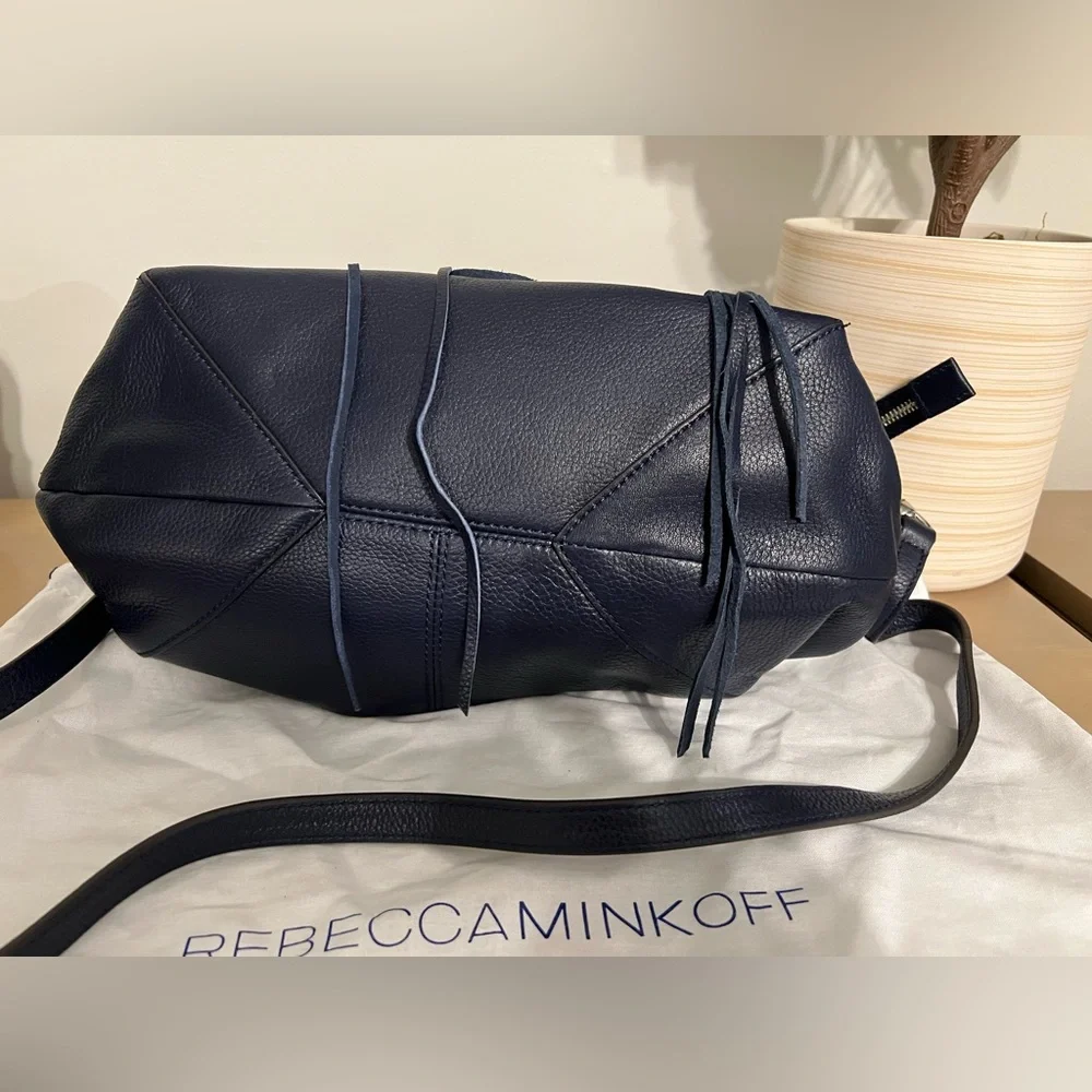 Rebecca Minkoff Navy Leather Satchel with Crossbody Strap